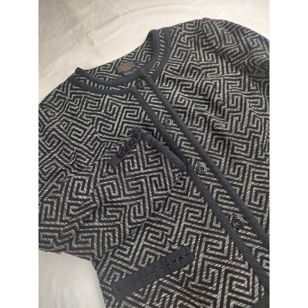 Pendleton‎ Geometric Print Blazer Jacket Women Size 14 Black White Trim